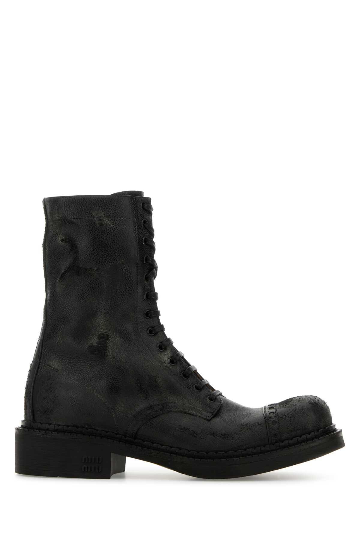 miu miu black leather ankle boots