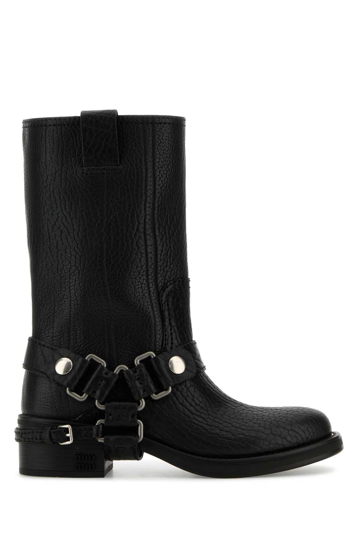 miu miu black leather ankle boots