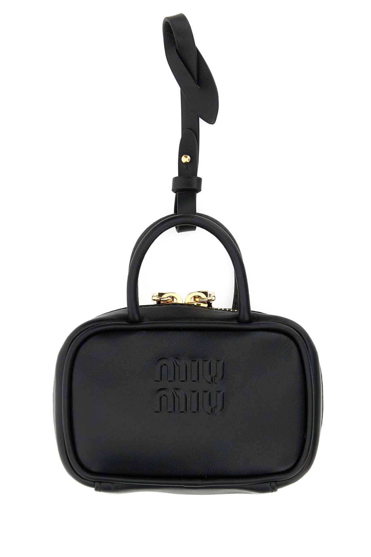 miu miu black leather beau keyring necessaire
