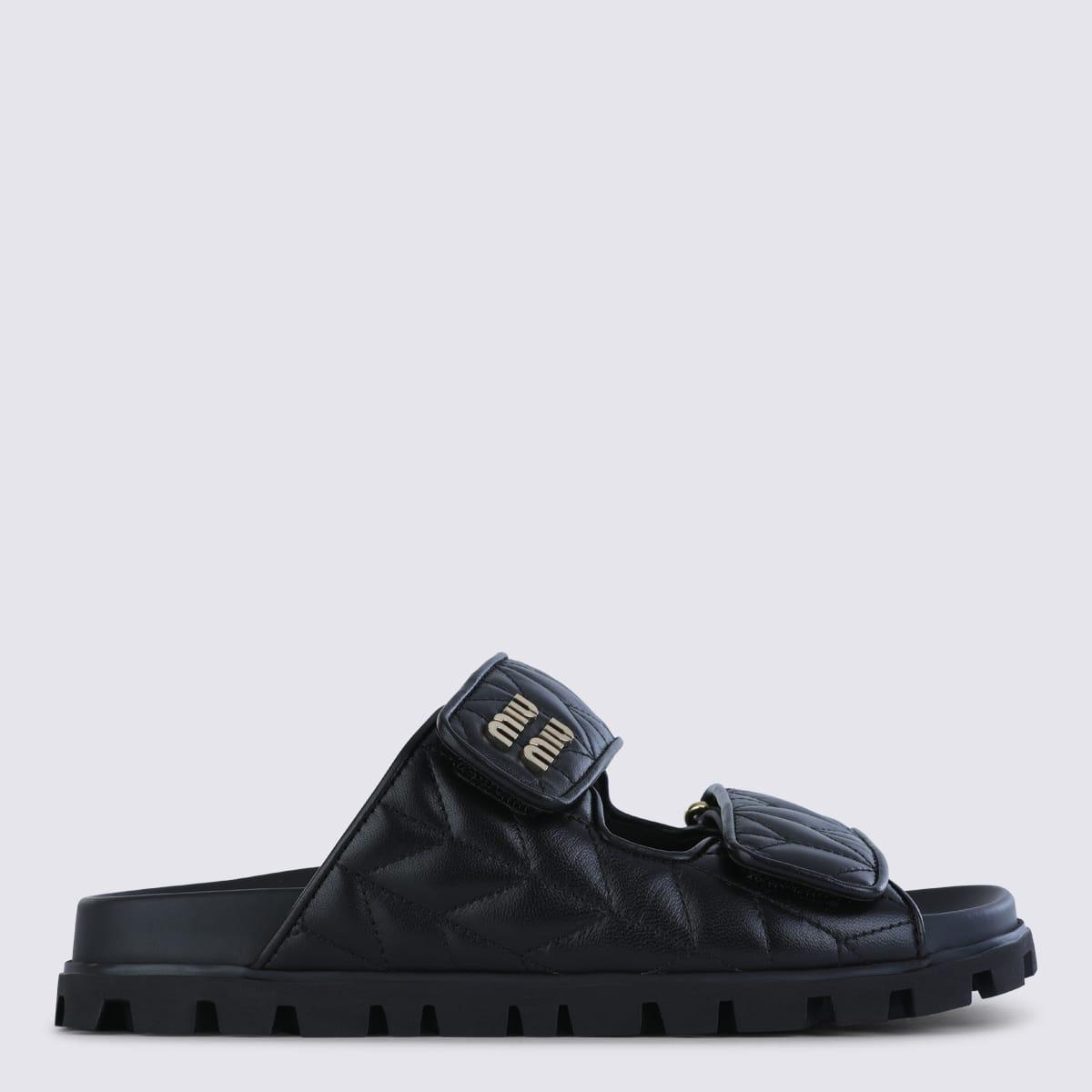 miu miu black leather flats
