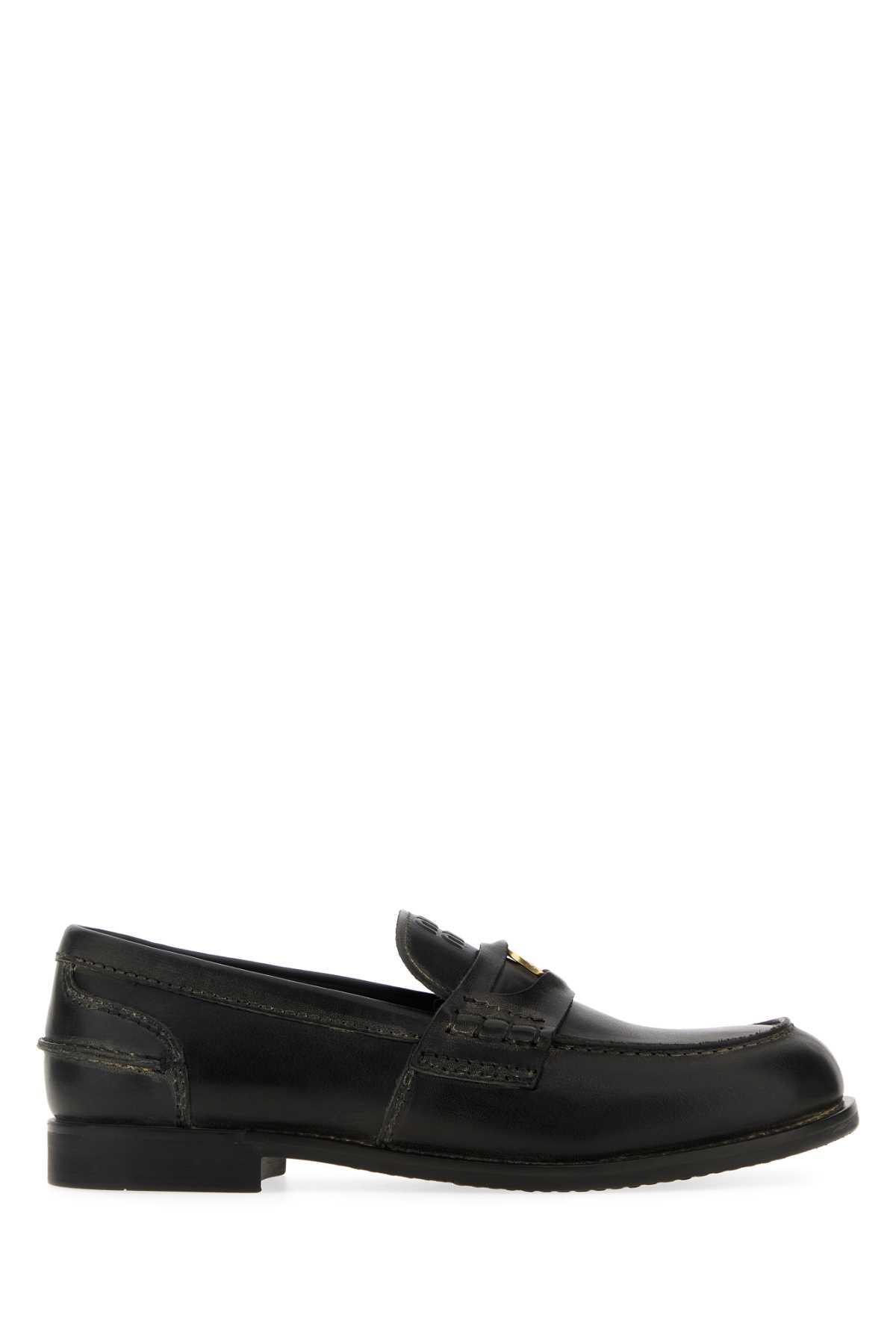 miu miu black leather loafers