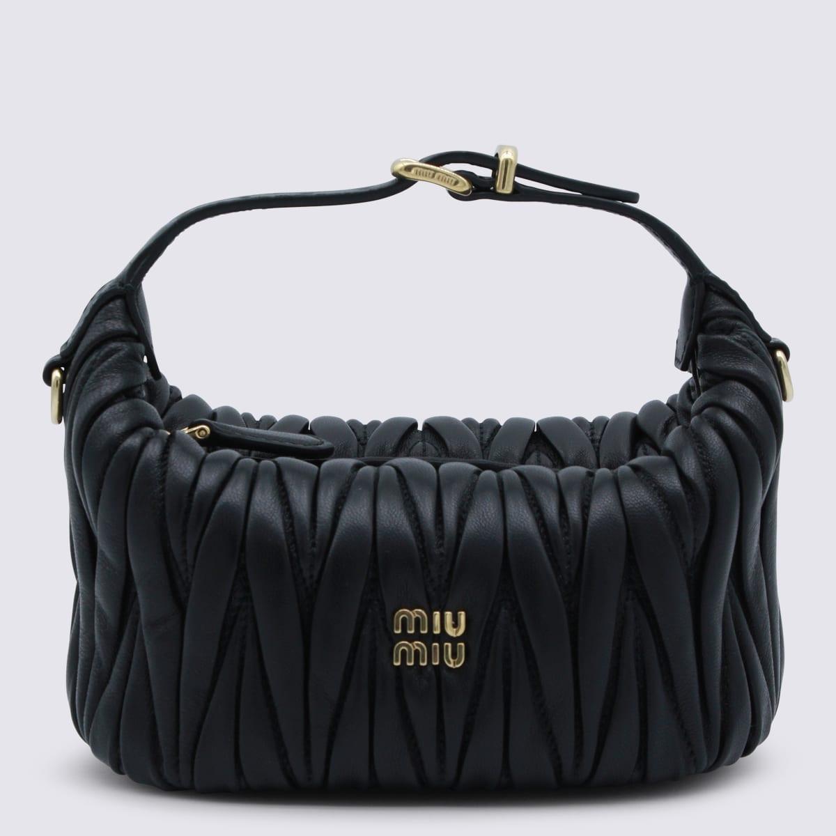 miu miu black leather mini bag