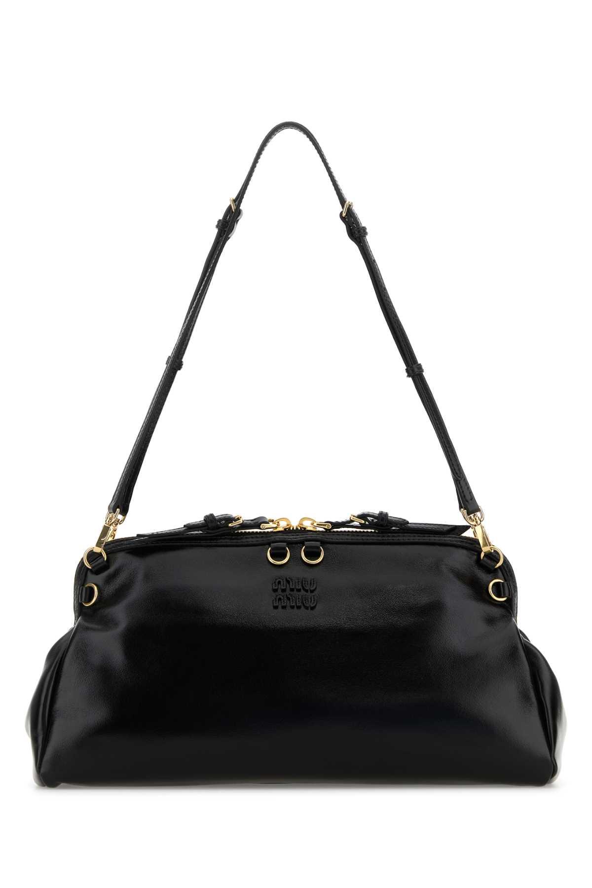 miu miu black leather shoulder bag