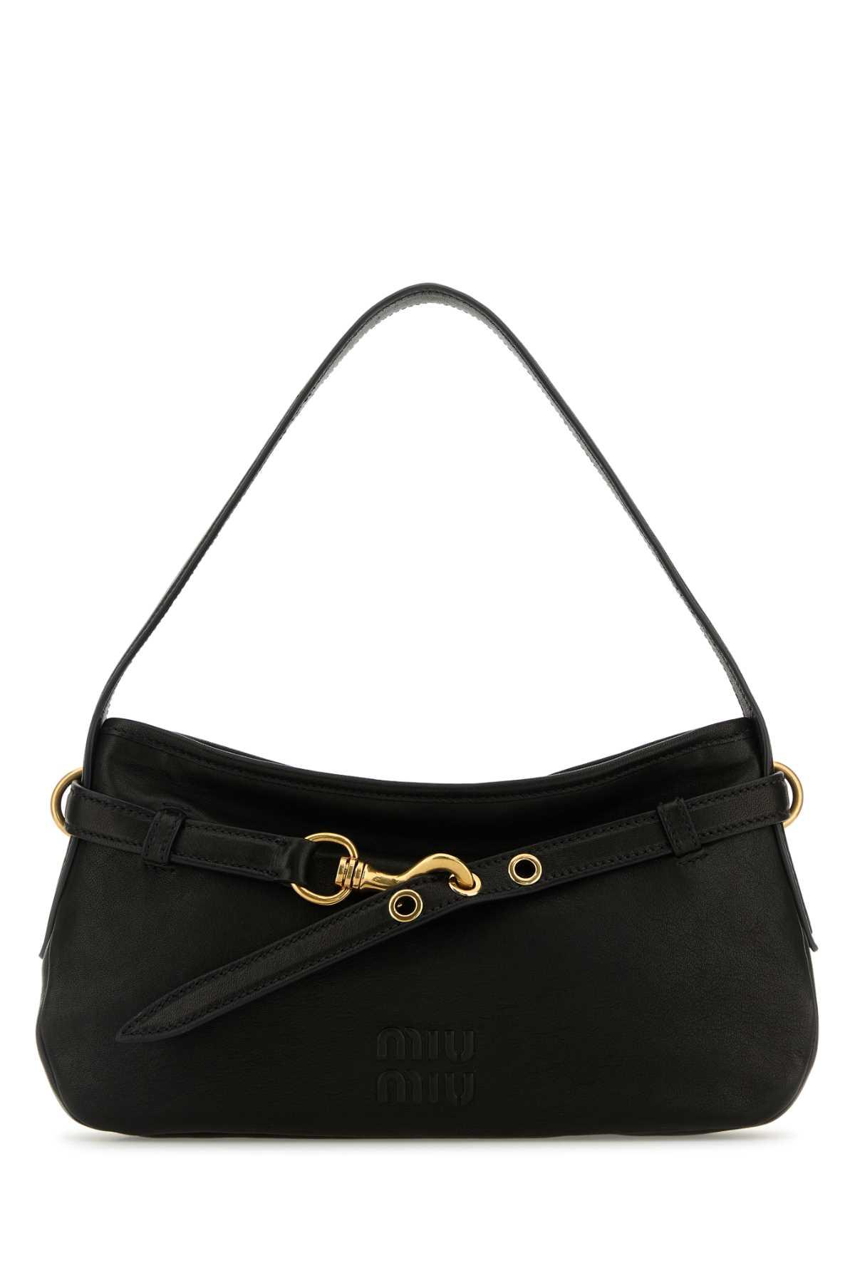 miu miu black nappa leather avenue shoulder bag