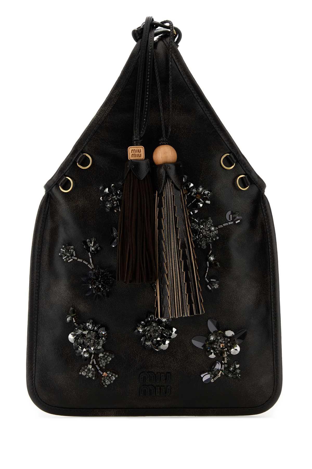 miu miu black nappa leather handbag