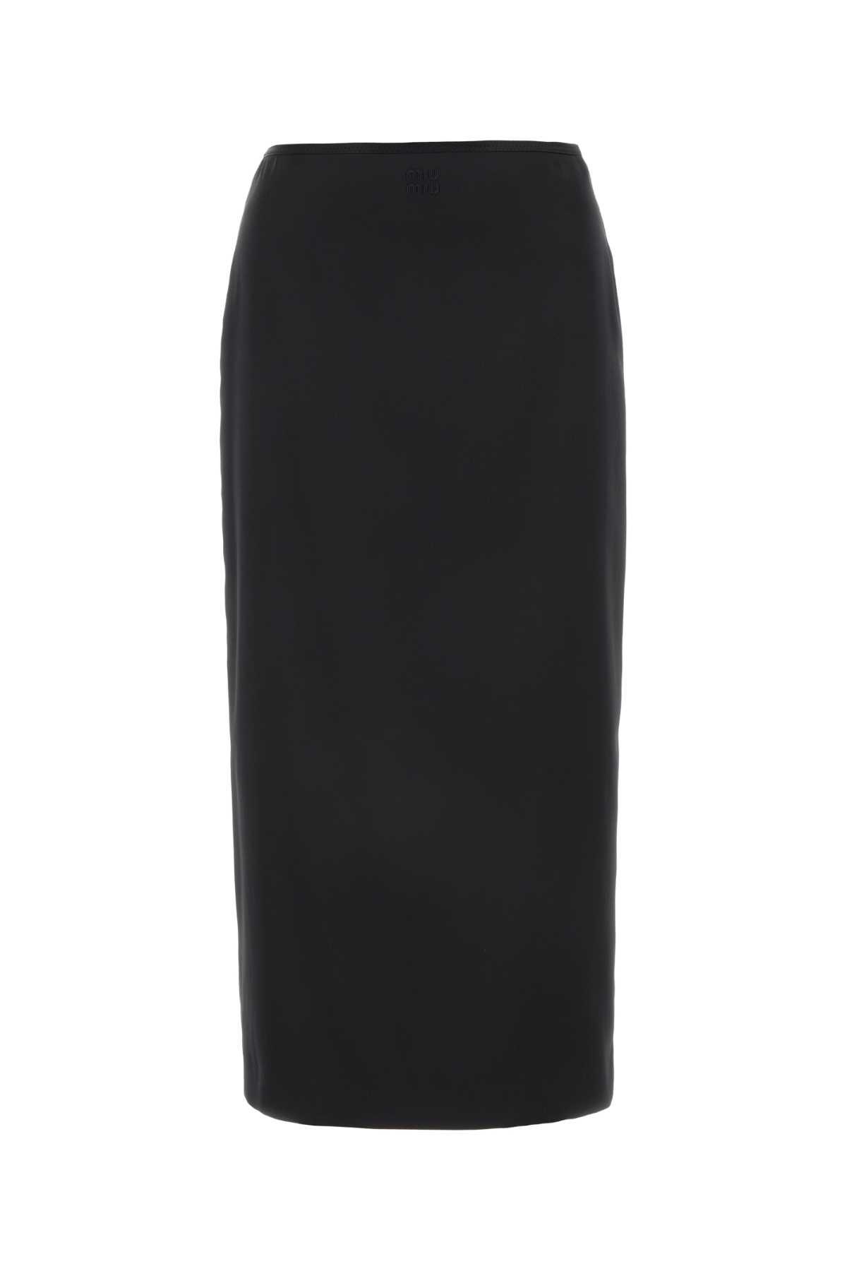 miu miu black stretch silk skirt