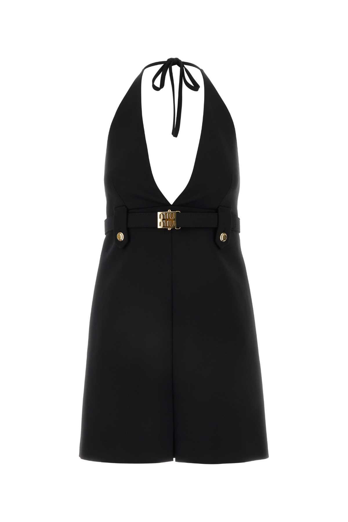 miu miu black stretch wool dress