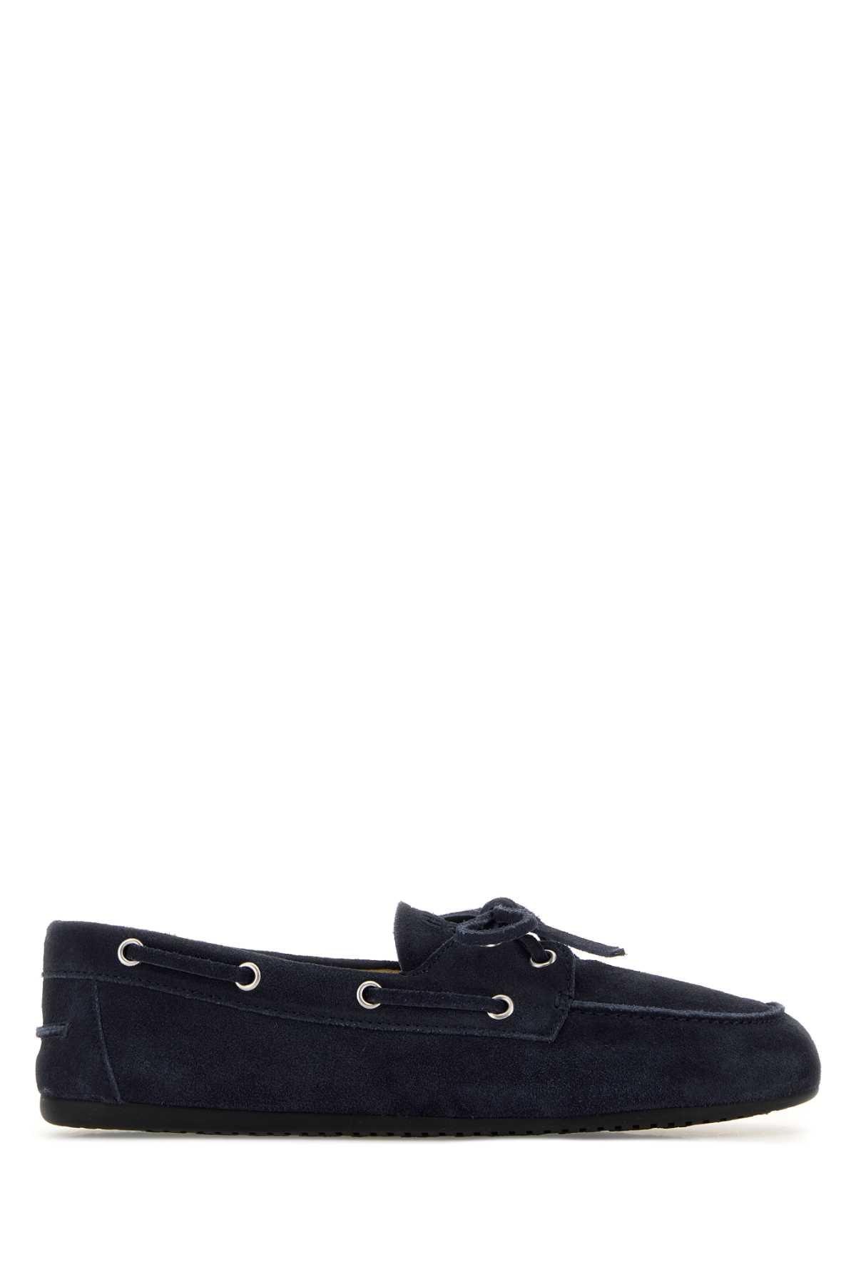 miu miu blue suede loafers