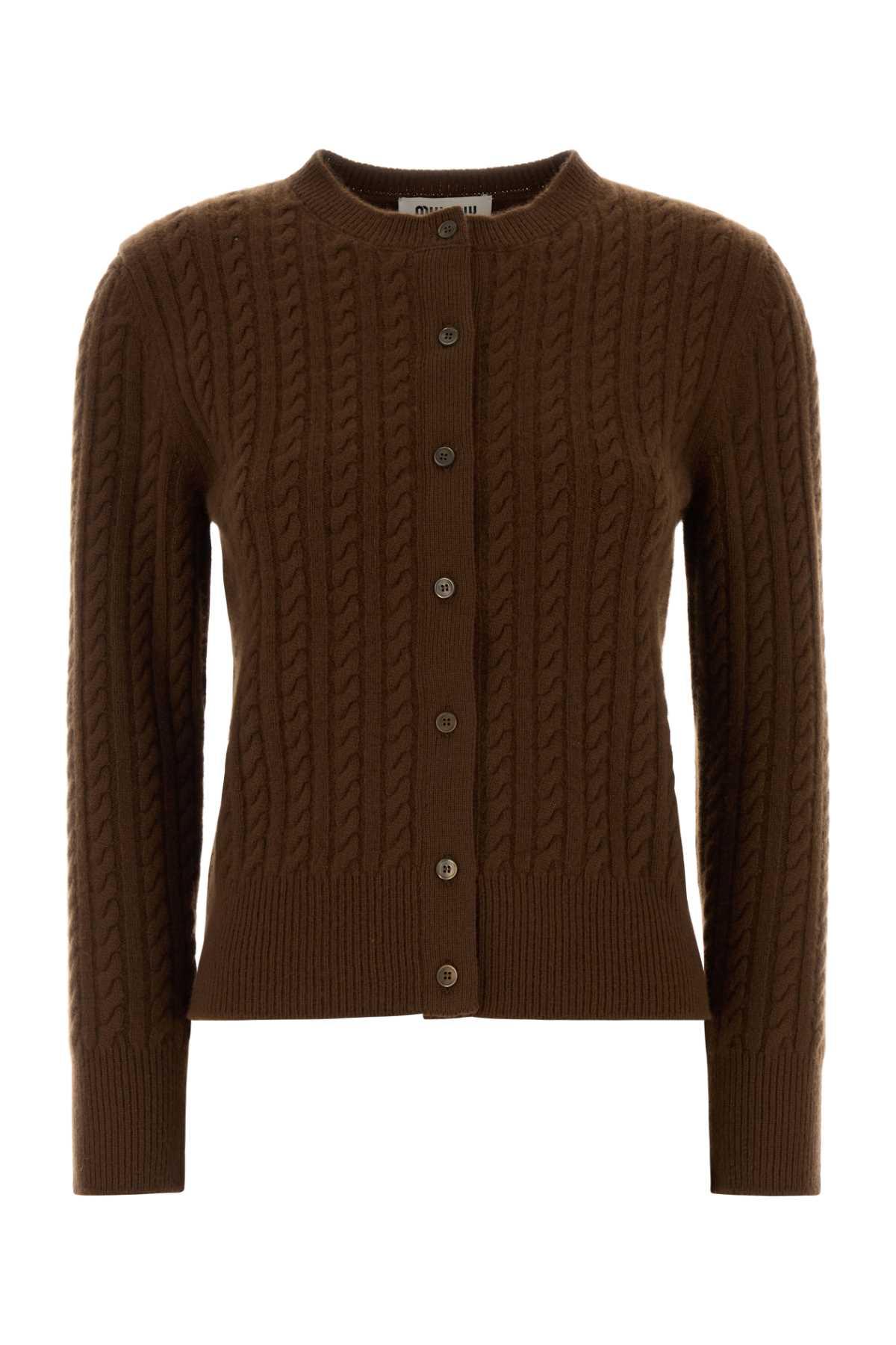 miu miu brown cashmere cardigan