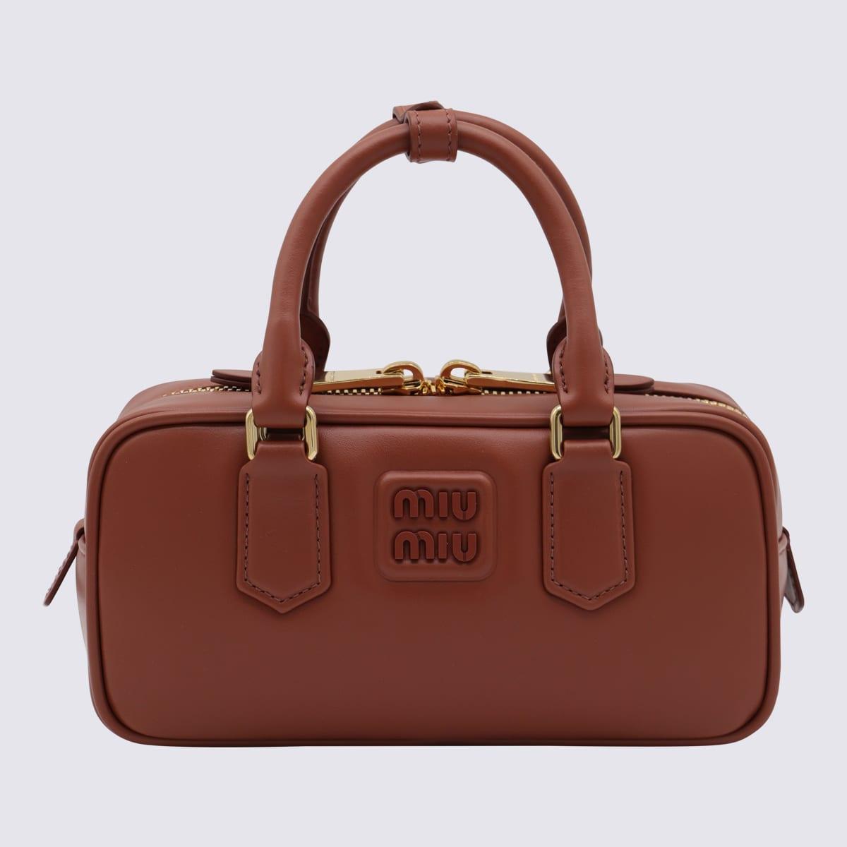 miu miu brown leather arcadie crossbody bag