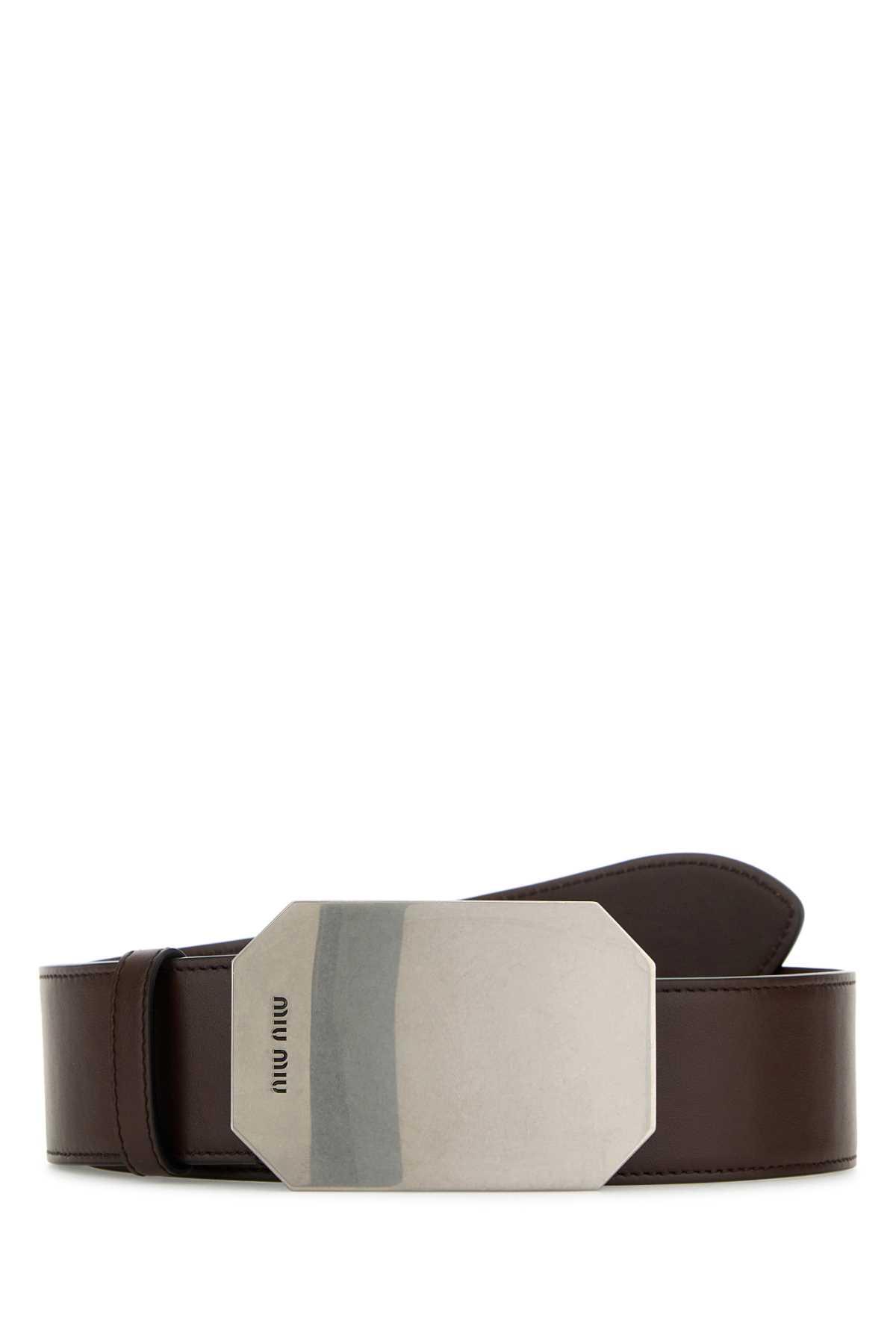miu miu brown leather belt