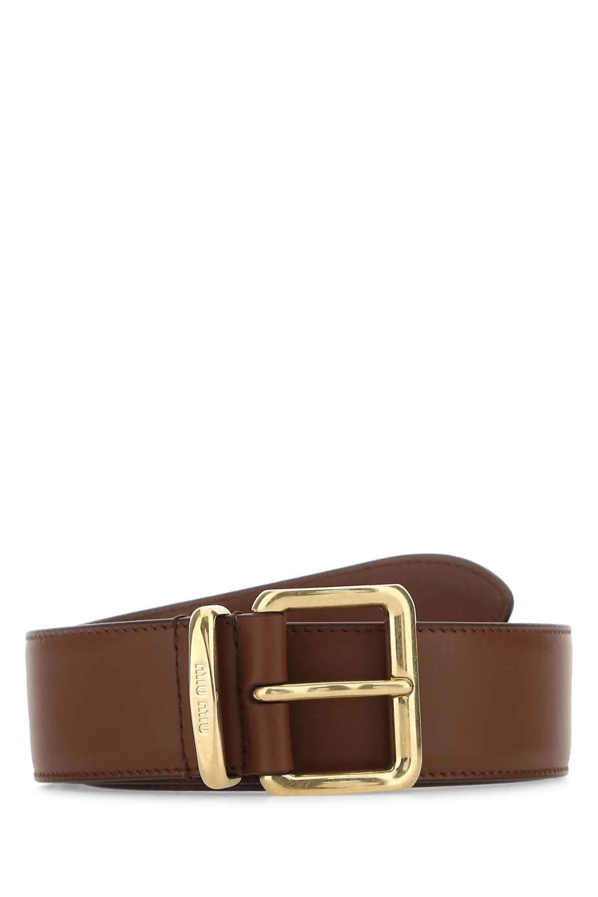 miu miu brown leather belt