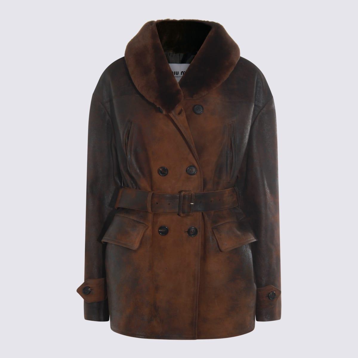 miu miu brown leather jacket
