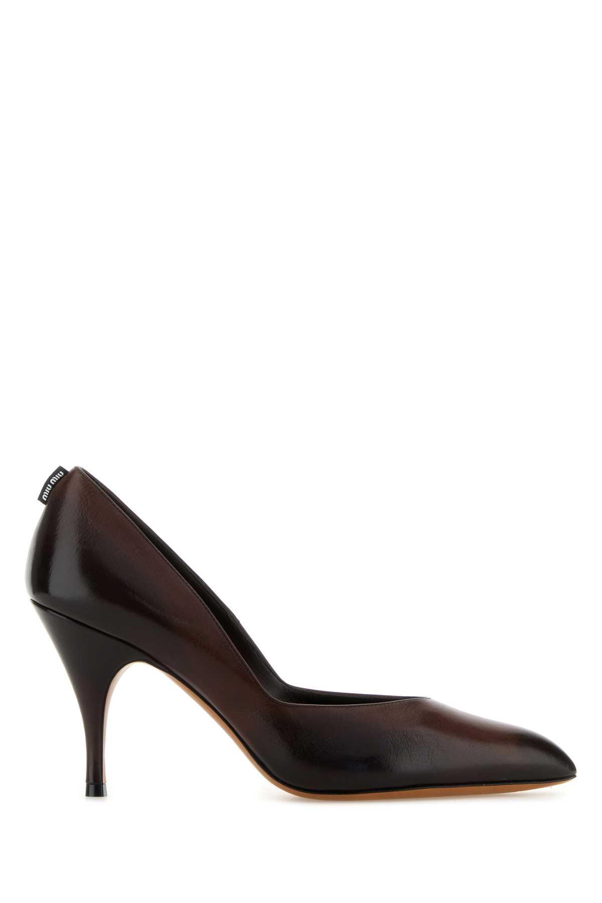 miu miu brown leather pumps