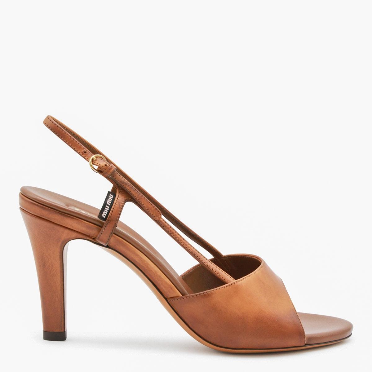 miu miu brown leather sandals