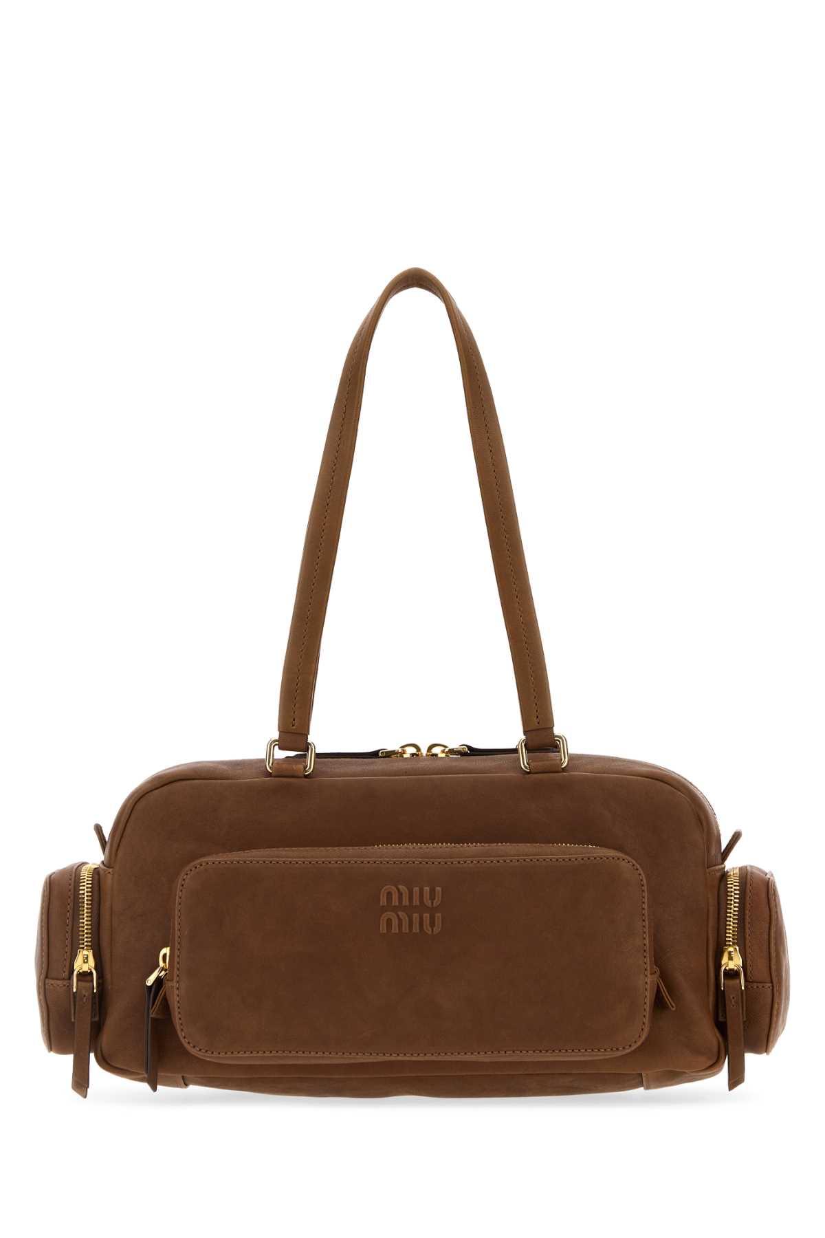 miu miu brown leather shoulder bag
