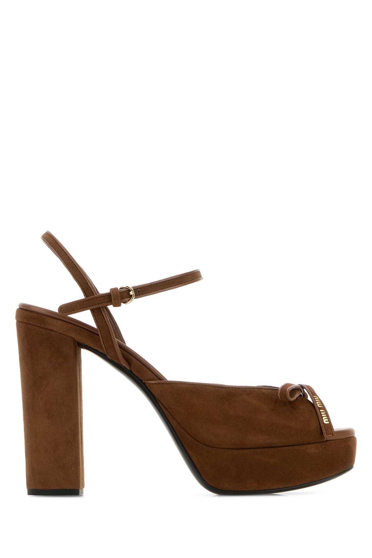 miu miu brown suede sandals