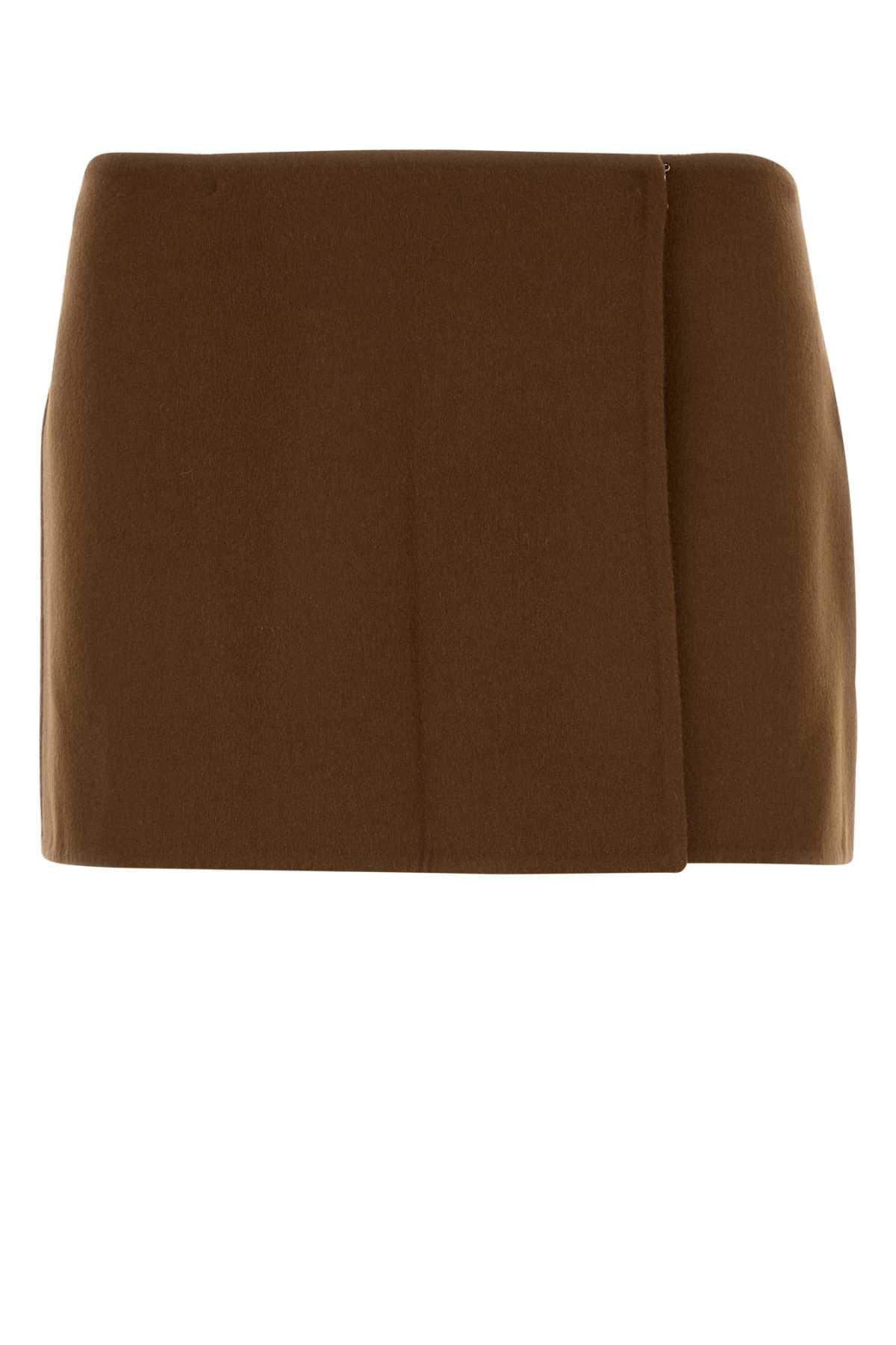 miu miu brown wool blend mini skirt