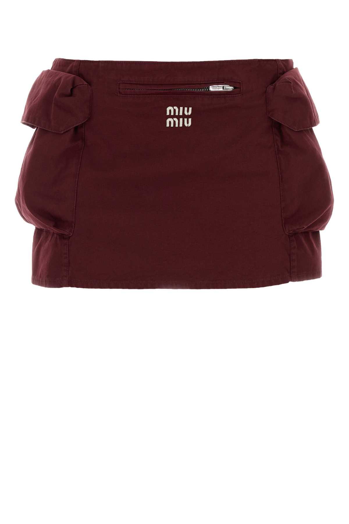 miu miu burgundy cotton mini skirt