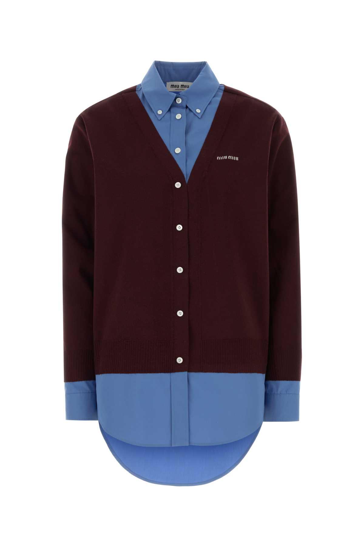 miu miu burgundy wool cardigan