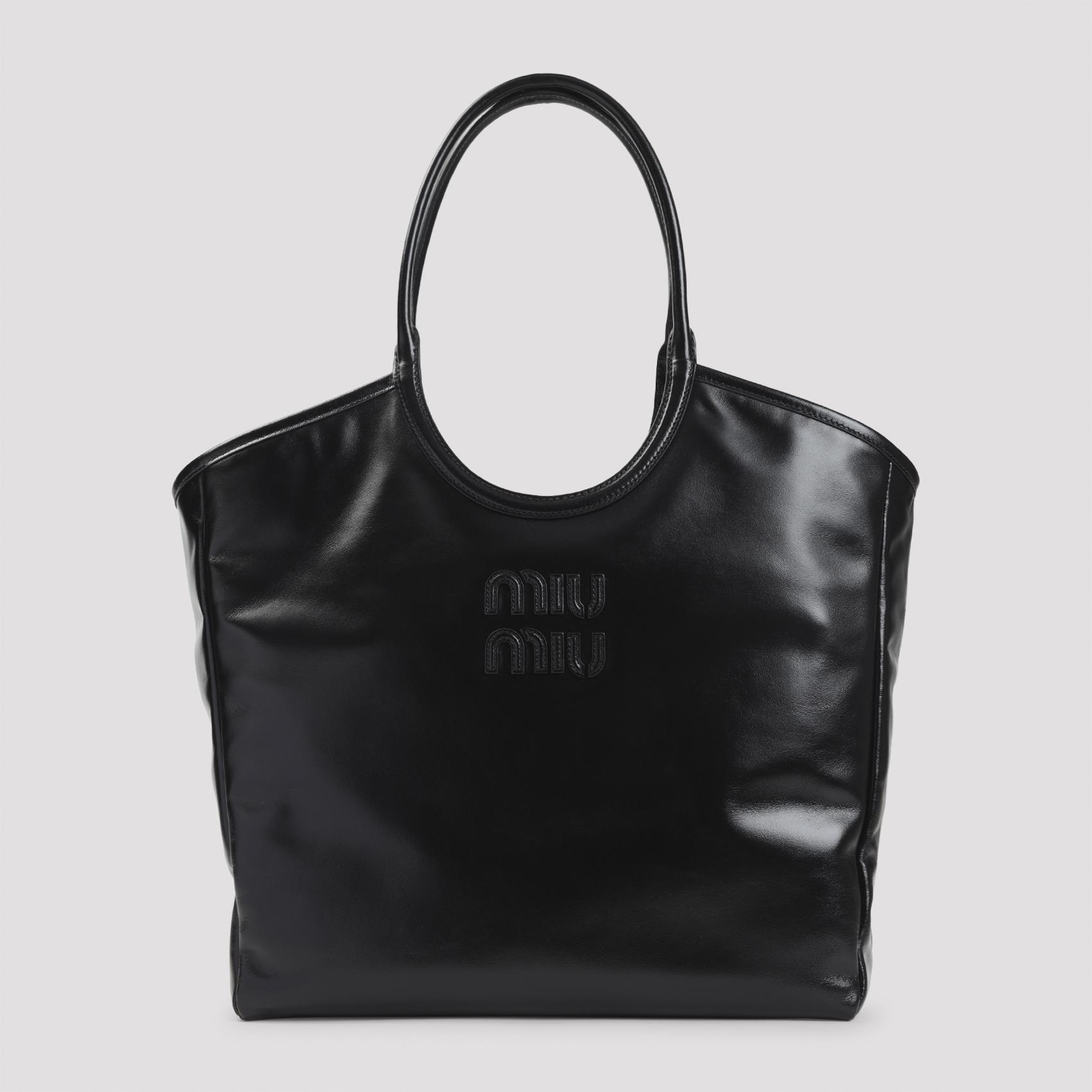 miu miu calf leather handbag black bag - women