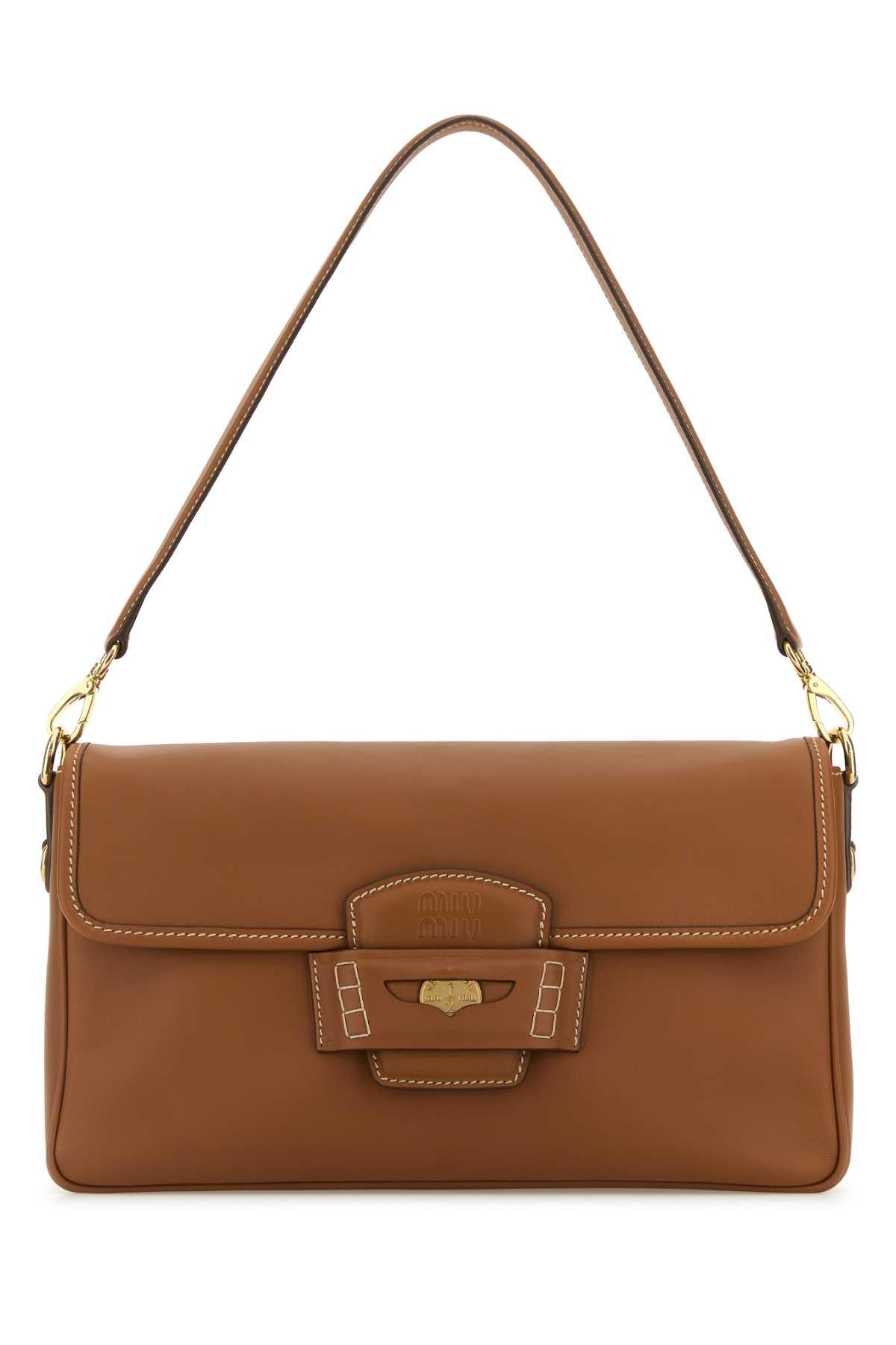 miu miu caramel leather penny shoulder bag