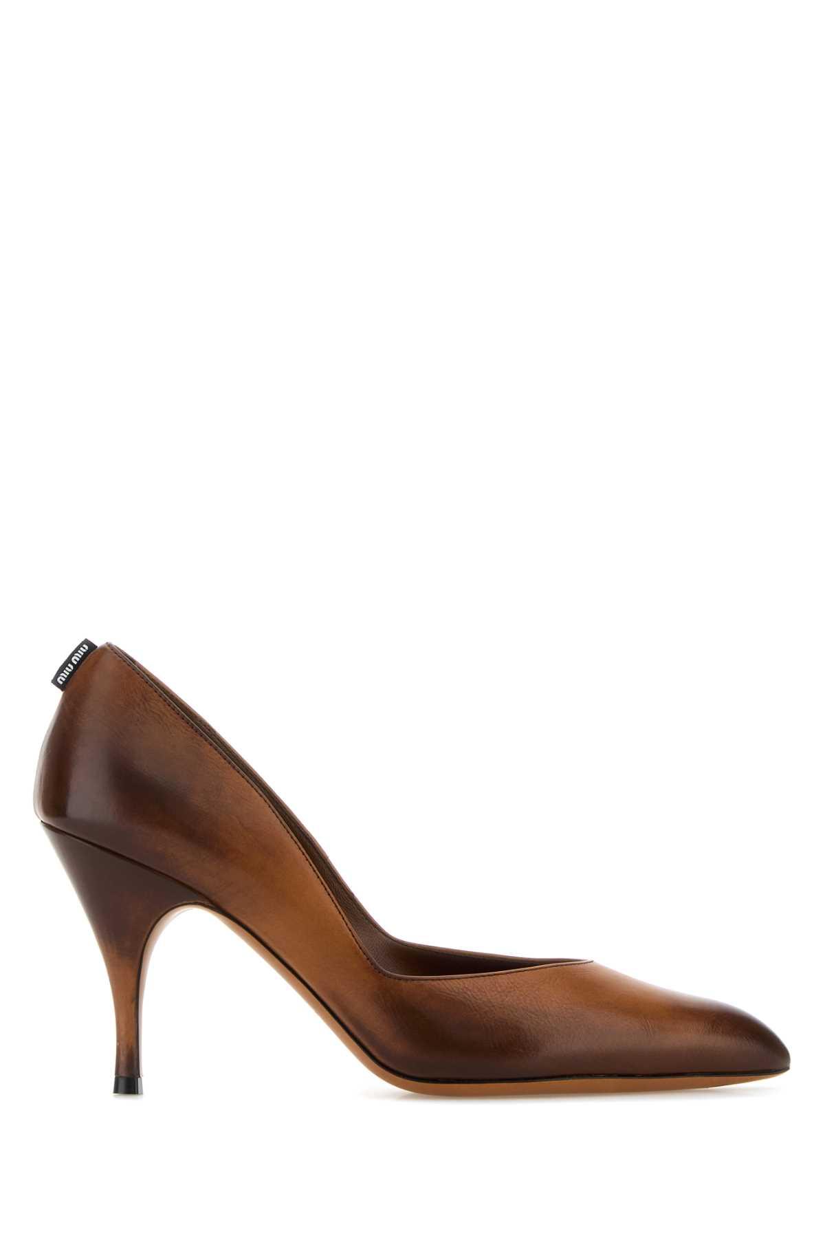 miu miu caramel leather pumps