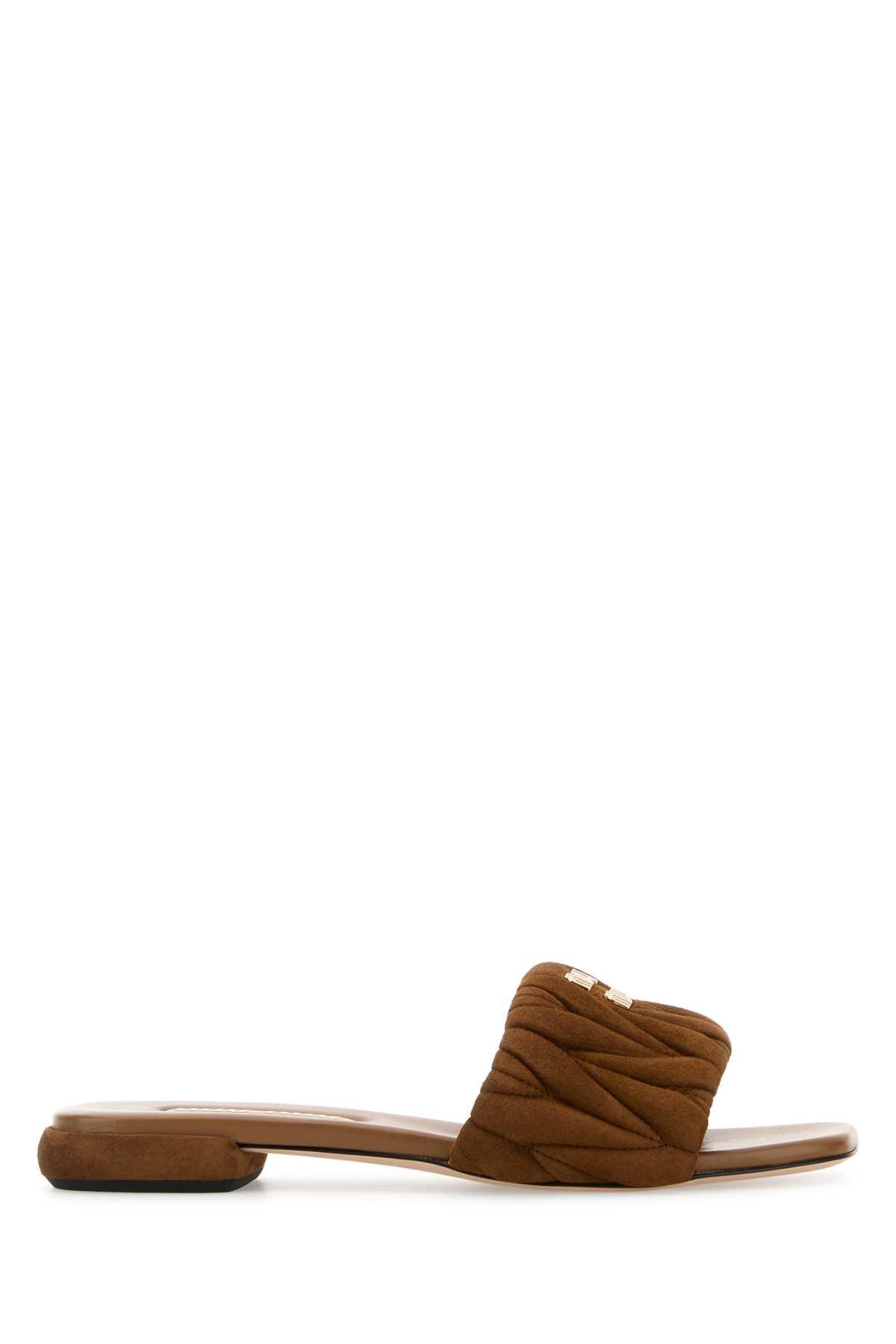 miu miu caramel suede slippers