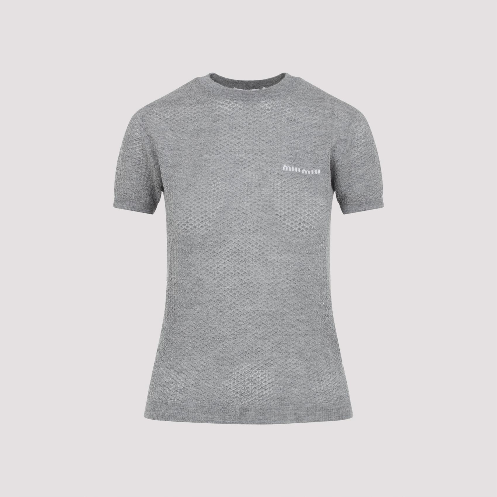 miu miu cashmere t-shirt grey tshirt - women