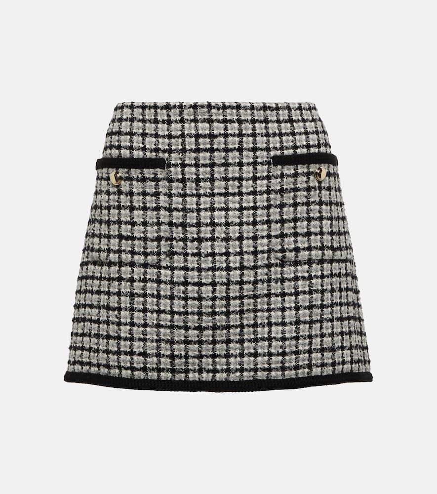 miu miu checked bouclé miniskirt