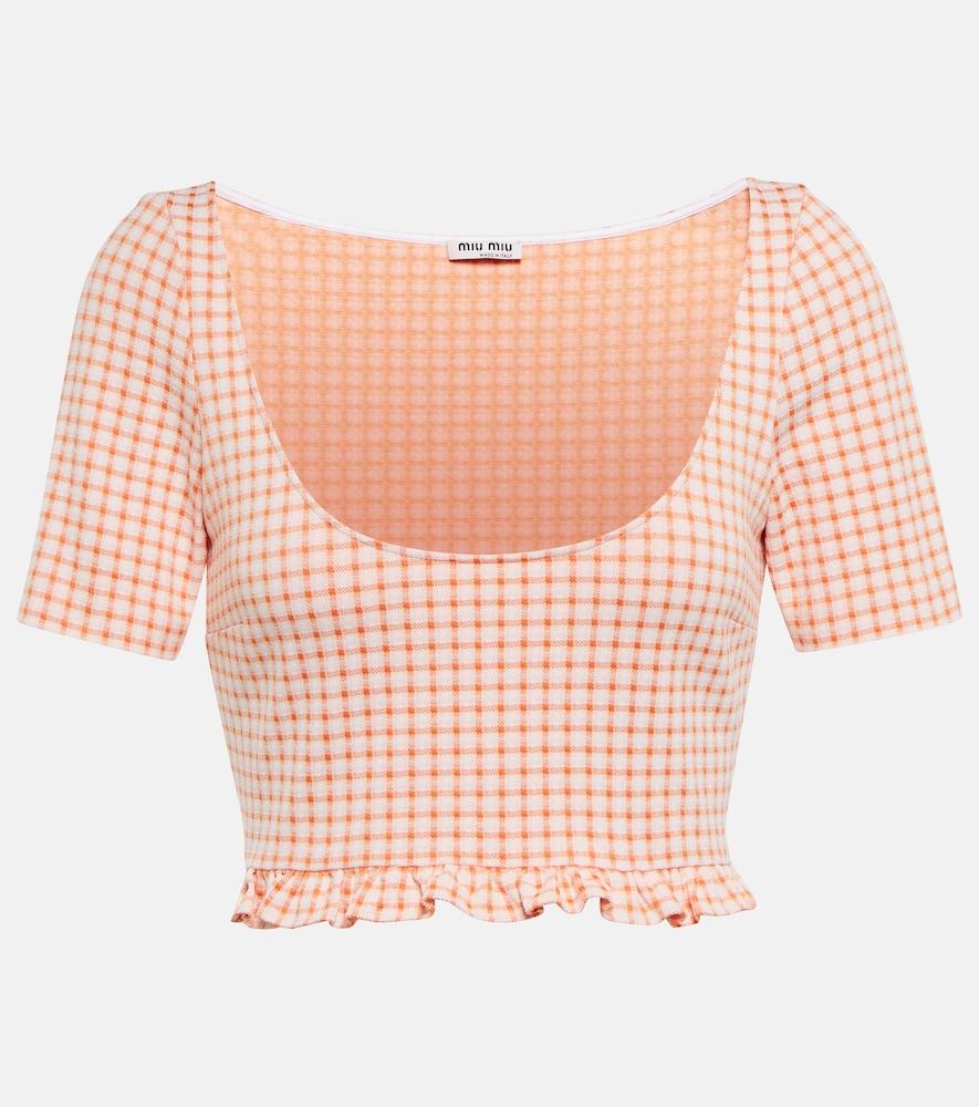 miu miu checked crop top