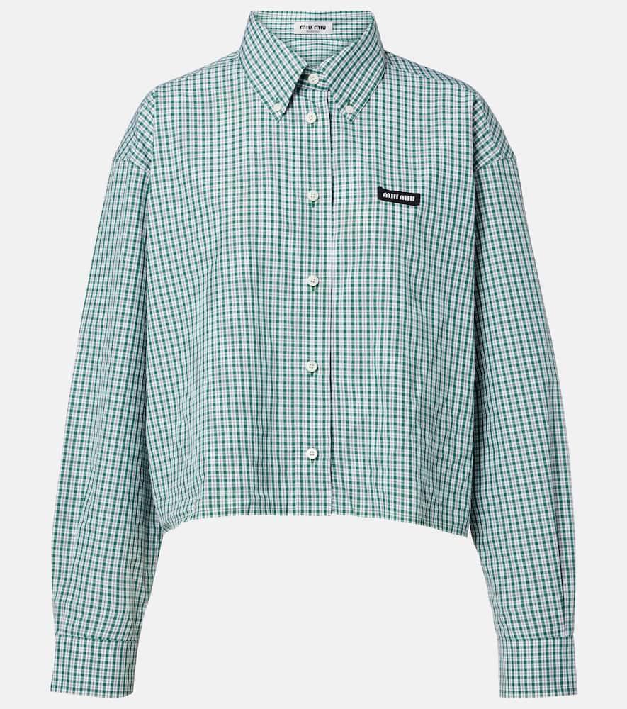 miu miu checked cropped cotton shirt