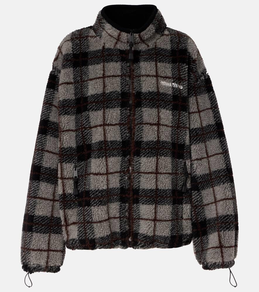 miu miu checked teddy jacket