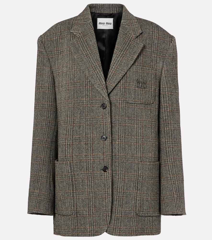 miu miu chevron virgin wool suit jacket