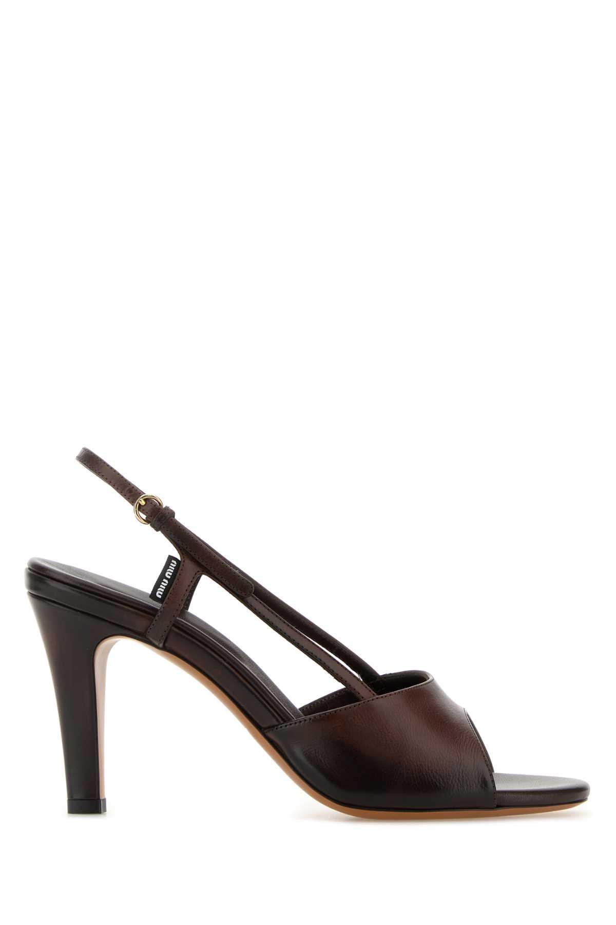 miu miu chocolate leather sandals