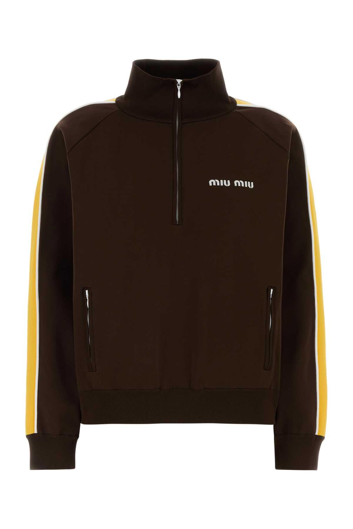 miu miu chocolate tech fabric sweatshirt