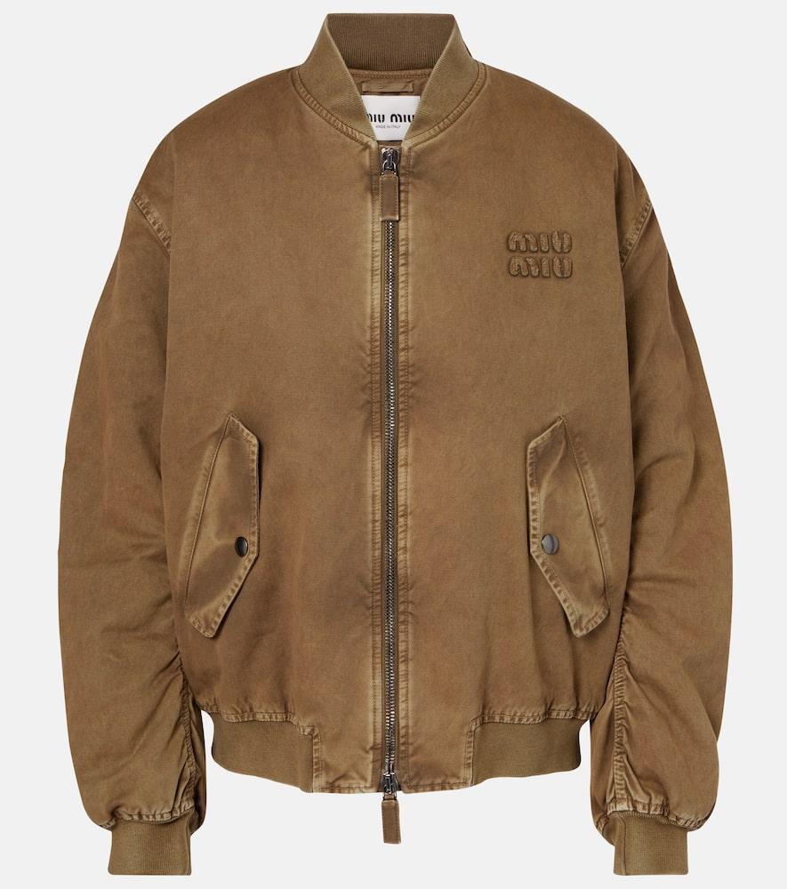 miu miu cotton gabardine bomber jacket