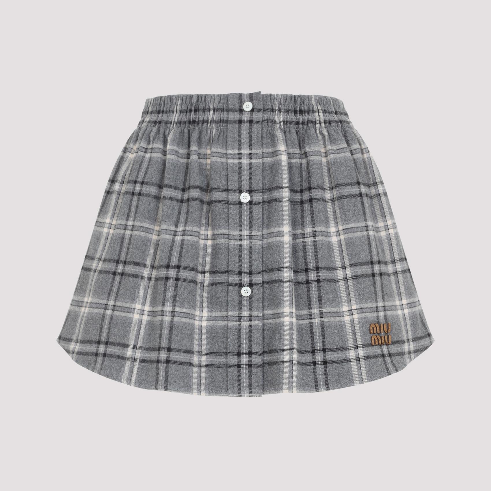 miu miu cotton midi skirt grey - women