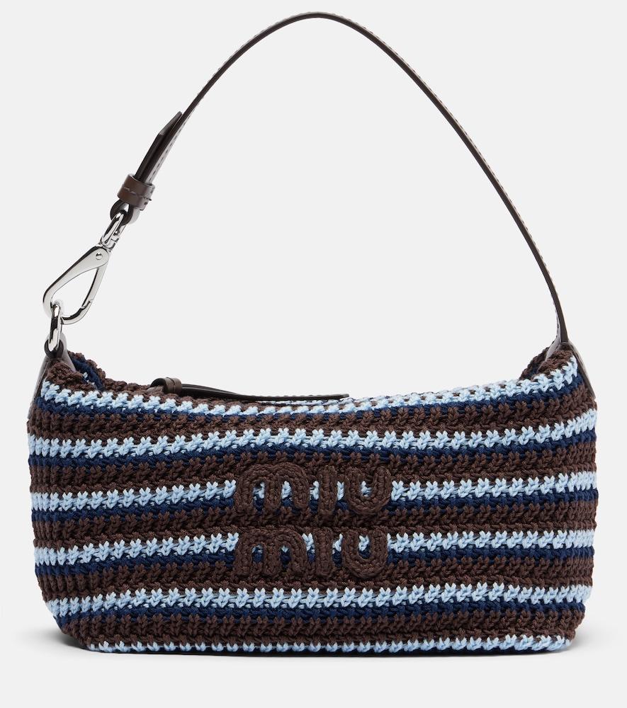 miu miu crochet striped shoulder bag