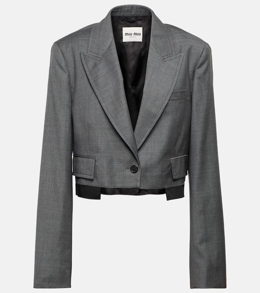 miu miu cropped virgin wool blazer