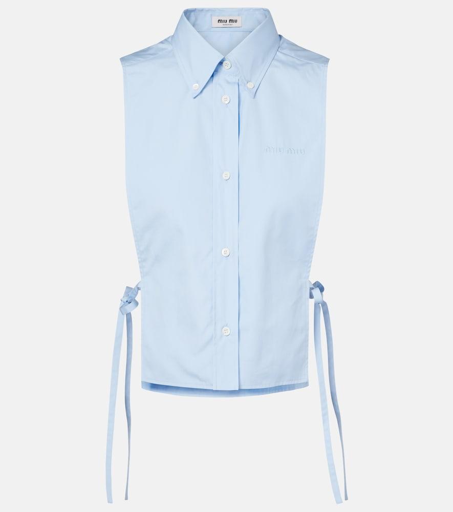 miu miu cutout cropped cotton poplin shirt