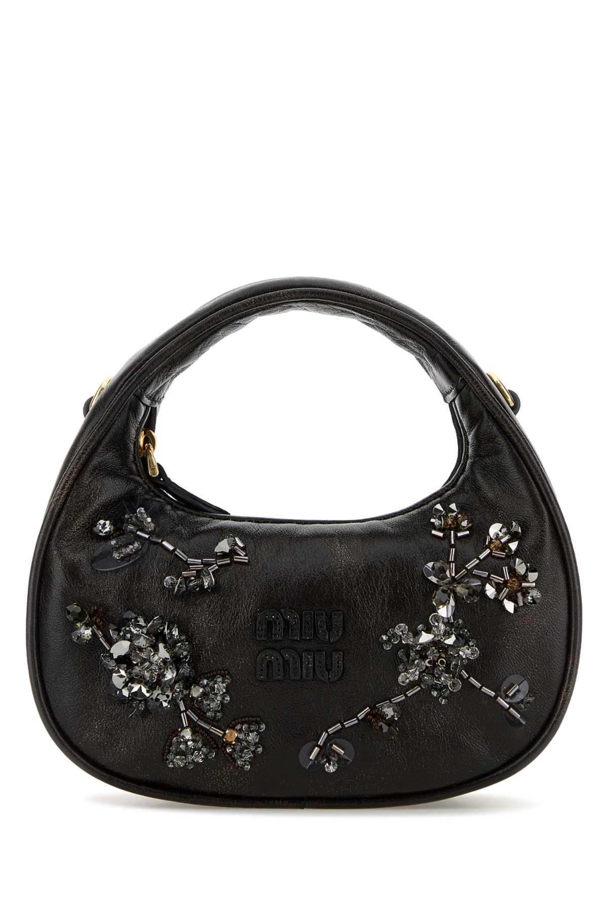 miu miu dark brown nappa leather handbag