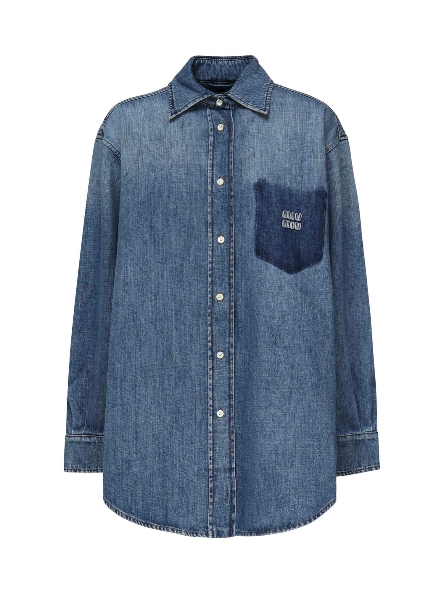 miu miu denim shirt with logo