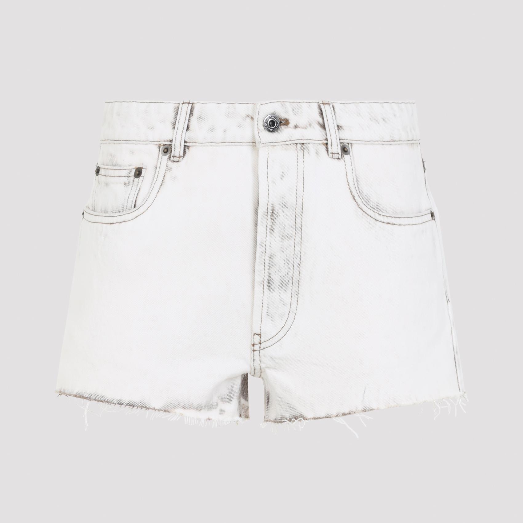 miu miu denim short white cotton - women