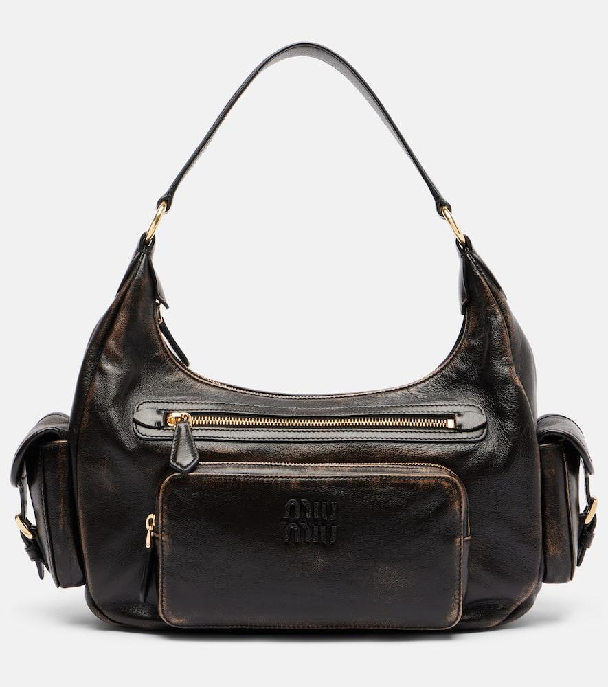 miu miu distressed leather shoulder bag