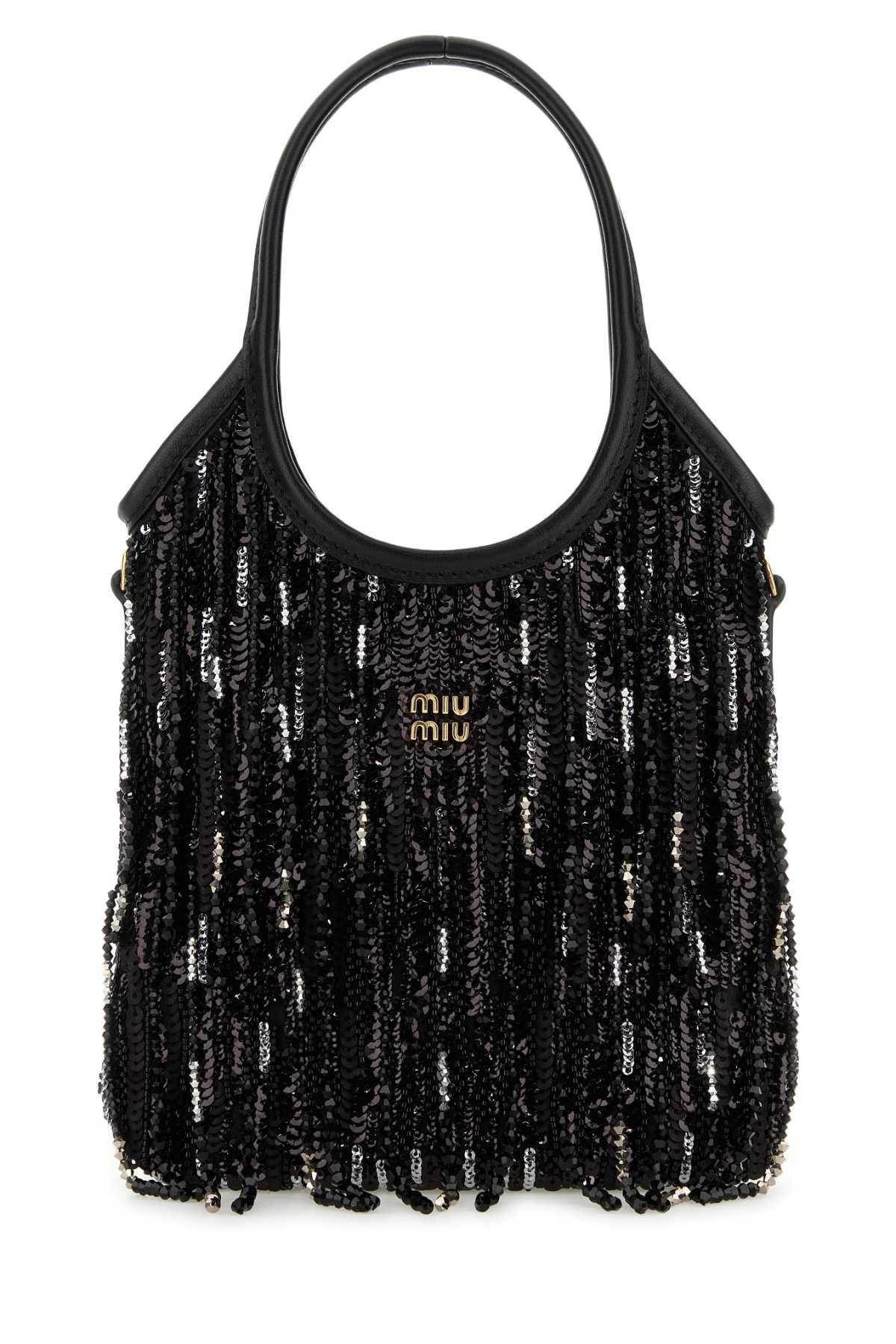 miu miu embellished fabric handbag