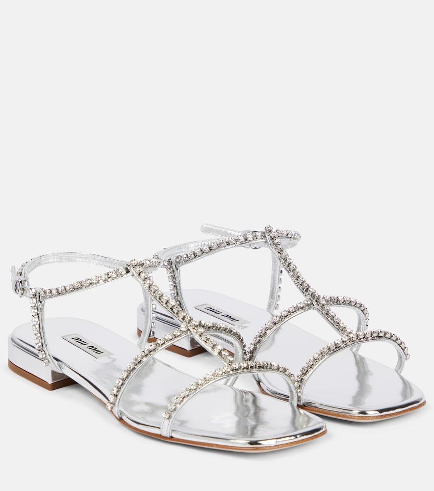 miu miu embellished leather sandals
