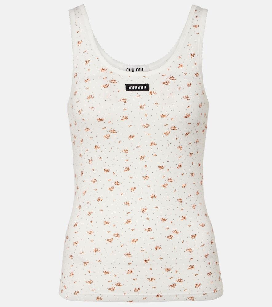 miu miu floral cotton jersey tank top