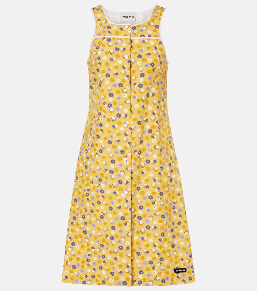 miu miu floral cotton poplin midi dress