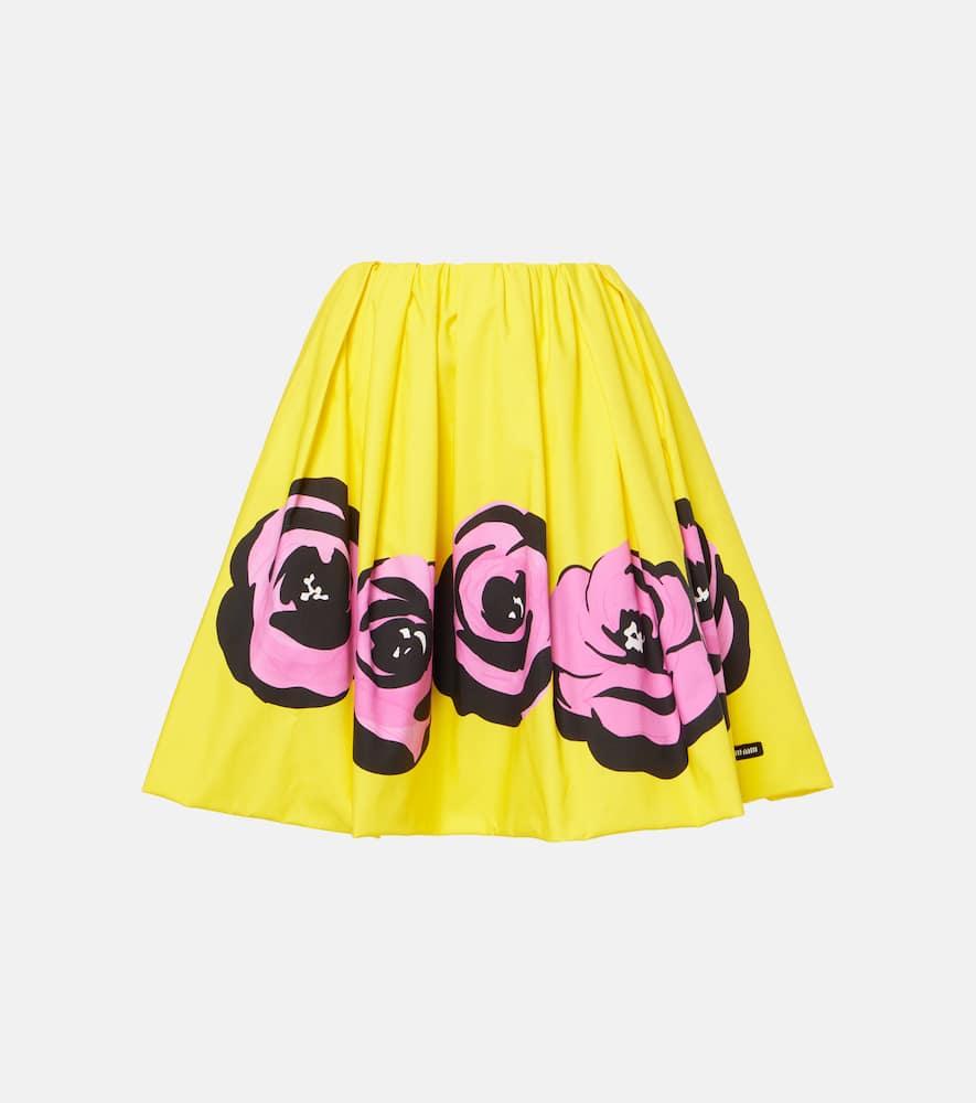 miu miu floral poplin and jersey midi skirt